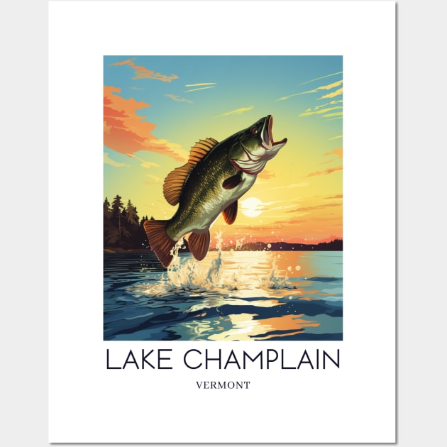 A Pop Art Travel Print of Lake Champlain - Vermont - US Wall Art by Studio Red Koala
